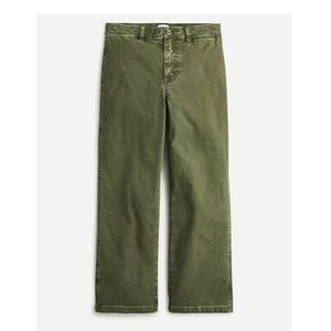 J Crew Garment-Dyed Slim Wide-Leg Jeans Loden Green Size 29 tall